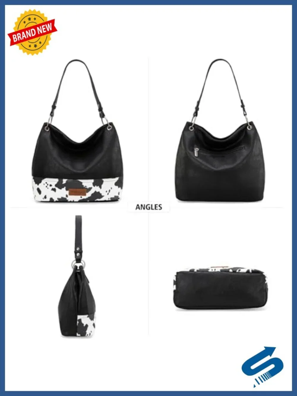 Vegan Leather Hobo Bag Top Handle Shoulder Purse with Detachable Crossbody Strap